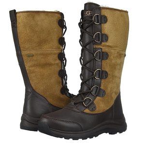 UGG Altason UGGpure Waterproof Leather & Suede Boots Size 8 Chestnut - Tan/Brown